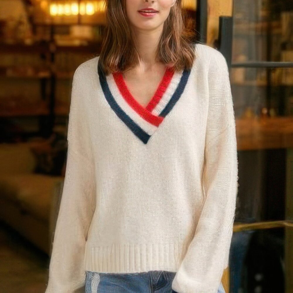 Overlap V Neck Sweater